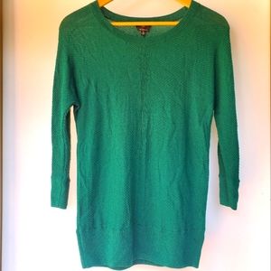 SOLD - Talbots Green Merino Wool Ribbed Sweater Crew Neck Pullover Small Petite